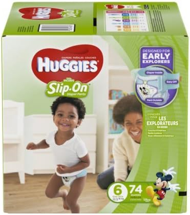 Branded HUGGIES Little Movers Slip-On Diaper Pants, Size 6, 74 Diapers, Weight 35lbs - Branded Diapers with Fast delivery (Soft and Comfortable for Babies)