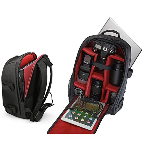 LUVODI Camera Backpack Multifunction Waterproof Camera DSLR/SLR Bag Rucksack Laptop/Tablet Lens Tripod Accessories Compartment Photography Travel Outdoor Bag Case