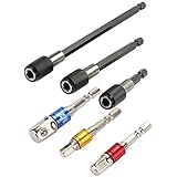 Breynet Socket bit Extension Bar Hex Shank Adapter Drill Nut Driver Power Drill Bit Repair Tools Kit Set 1/4" 3/8" 1/2" + 1/4 Hex Quick Release Magnetic Screwdriver Drill Bit Holder Extension Set