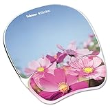 Fellowes Gel Mouse Pad w/Wrist Rest, Pink Flowers (FEL9179001)