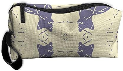 New Cat Silhouette Damask Buttercream Cosmetic Bag Pencil Case Travel&amp;home Portable Graphic Hanging Toiletry Travel Bag