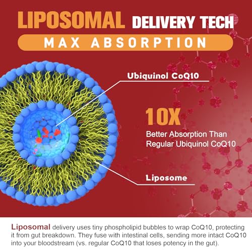 1000mg Liposomal CoQ10 Ubiquinol with Omega-3 Softgels, Advanced Coenzyme Q10 High Strength & Absorption, Naturally Fermented CoQ10 Supplement for Antioxidant, Heart & Energy Support - 120 Count
