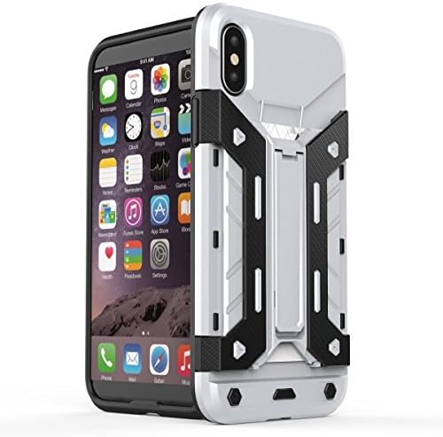 The Aegis Case - Protective and Durable iPhone X shock resistant case (Silver) with Kickstand and Card Slot