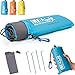 Indalo Premium Compact Blanket For Beach, Picnics, Camping, Hiking & More. 79x56 Inch, Lightweight & Waterproof With Stakes & Emergency Rain Hood (Blue/Gray)
