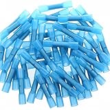 AIRIC 80pcs Waterproof Heat Shrink Butt Splice Connectors Insulated Blue 16-14 Gauge Wire Marin Automotive Electrical Crimp Connectors Kit