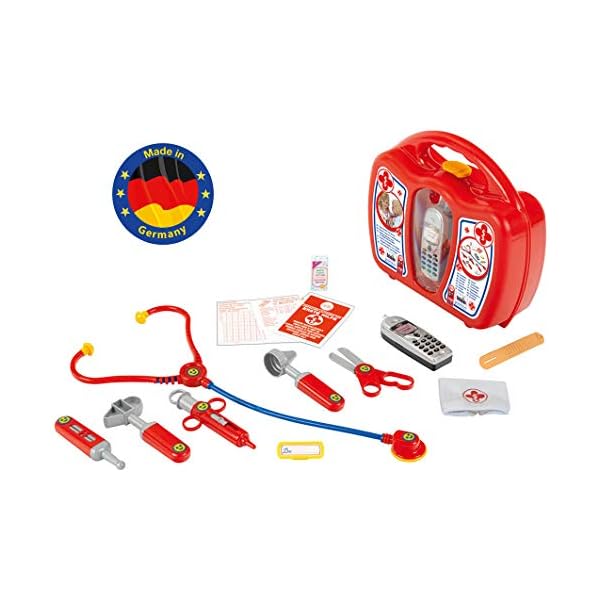 Theo Klein 4350 Arztkoffer mit Handy | Robuster Koffer mit Stethoskop, Spritze und vielem mehr |Spielzeug für Kinder ab 3 Jahren