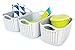 Honla Weaving Rattan Plastic Storage Baskets/Bins Organizer with Handles,Set of 3,Gray