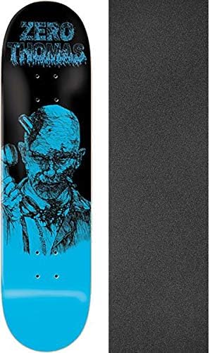 Zero Skateboards Jamie Thomas Zombie Blue/Black Skateboard Deck - 8.25" x 31.6" with Mob Grip Perforated Black Griptape - Bundle of 2 Items