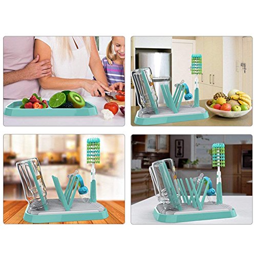 Baby Bottle Drying Rack with Bottle Cleaning Brush Set Collapsible Drying Rack for Well-Storage and Space-Saving - Thumbnail 6