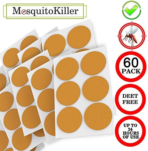 Anddicek Kid with Natural Ingredients 24-Hour Protection Mosquito Patch 3cm Resealable,60-Count Pack, Non-Toxic, Apply to Skin and Clothes, Adult