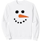 Threadrock Women's Winter Snowman Face Holiday Sweatshirt, Grey, Small