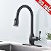 Ufaucet Oil Rubbed Bronze Solid Brass Single Handle Pull Out Sprayer Kitchen Sink Faucet,Pull Down Kitchen Faucet With Deck Plate