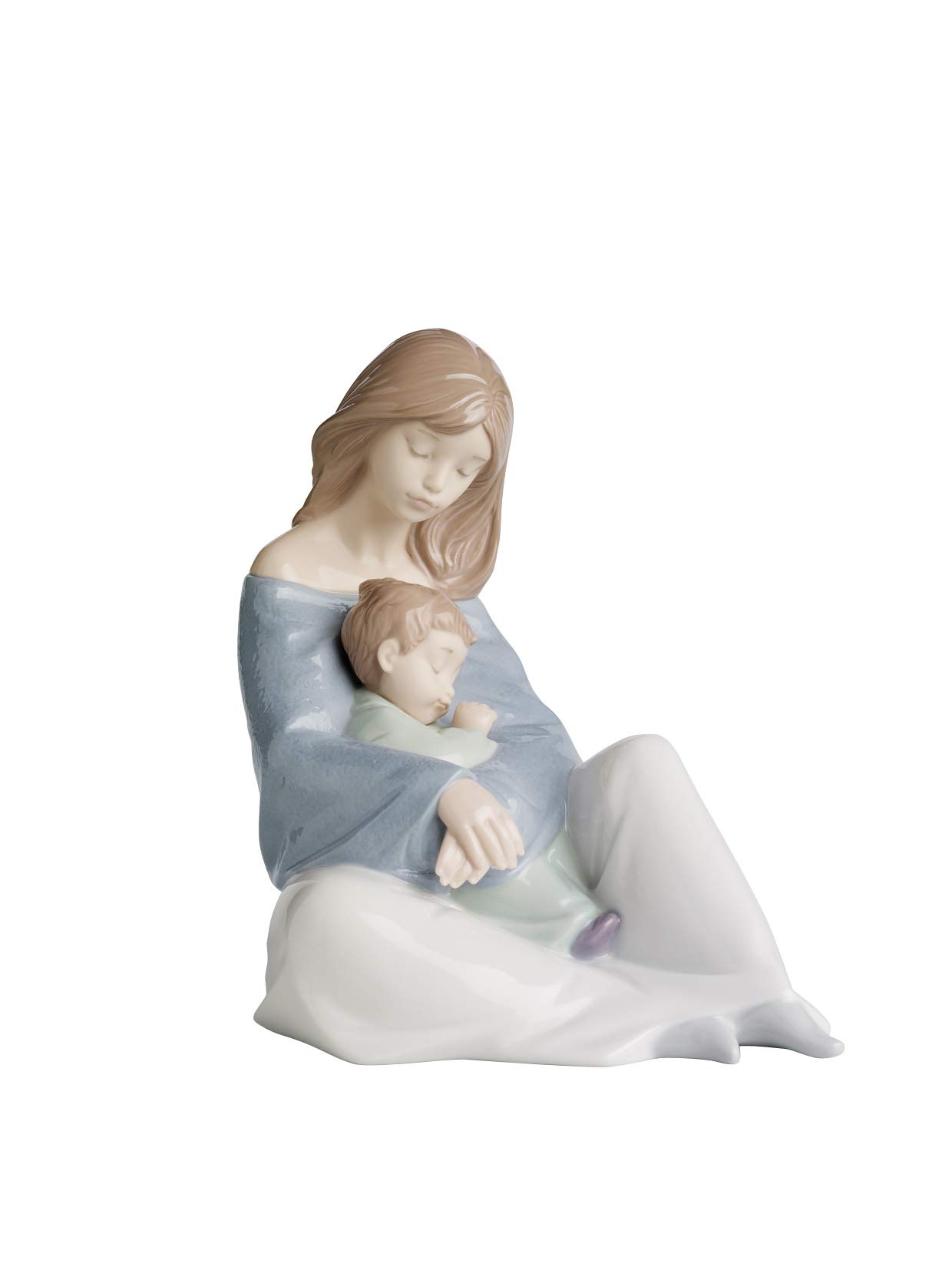 NAO Figure Mother and Son The Greatest Bond in Glossy Porcelain and Pastel Tones. Decorative Figure of a Mother and her Small Son in Porcelain