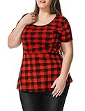 Alya Women Plus Size Short Sleeves Checked Peplum Top
