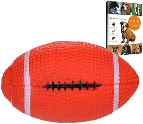 Savena Squeaky Dog Ball -New Upgrade Made by Non-Toxic Odorless Environmental Material No-Stuffing Toy Bite Resistant Including An EBook (American Football)