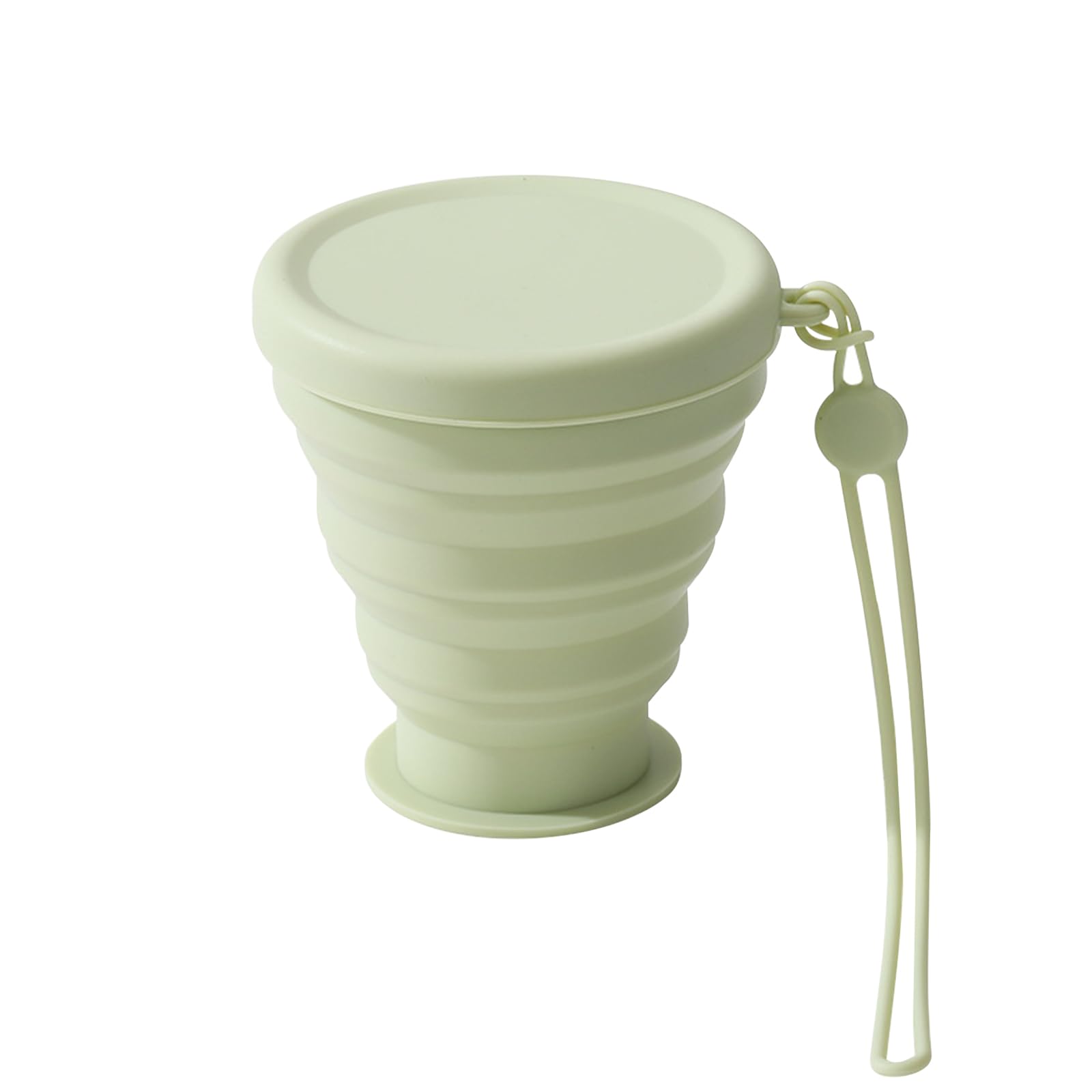 SAVOSWEET Collapsible Cups, 200 ml of Silicone Cups, lid with a Climbing Buckle,Can be Reused Portable Camping Cup for Picnic Hiking Backpack Travel (Green)