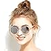 BLUEKIKI YEUX Women Polarized Sunglasses Vintage Oversized Round Mirror(Silver, 61)