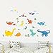 DECOWALL DW-1703 Colourful Dinosaur Kids Wall Stickers Wall Decals Peel and Stick Removable Wall Stickers for Kids Nursery Bedroom Living Room d?cor Dino Boys Art Baby playroom Vinyl Decorations