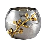 Elegance Golden Vine Hammered Pot, Silver/Gold