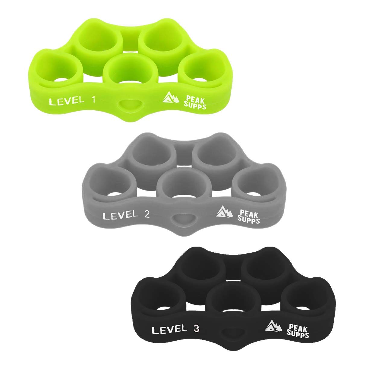 Forearm Trainer and Finger Strengthener Bands - SET OF 3 - PEAK SUPPS