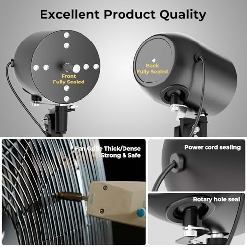 FUGOO 24" Eco BLDC Motor Powerful Airflow Quiet Industrial Outdoor Wall Fan | Waterproof, 6000 CFM, 50%+ Energy Savings, Oscillating, Remote Control for Patios Garage Workshop