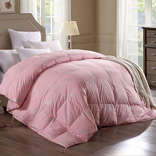 ZOOM LUAN Pink Goose Down Comforter,100% Cotton Shell,Duvet Insert with Corner Ties-box stiched,Cute Color for Kids (California King 106-by-90 inch)