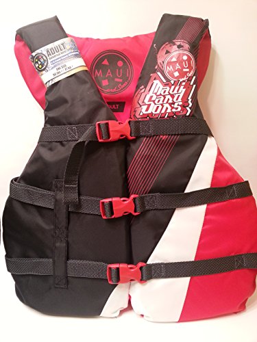 Maui and Sons Adult Universal Floatation Vest PFD Red, Black, and White