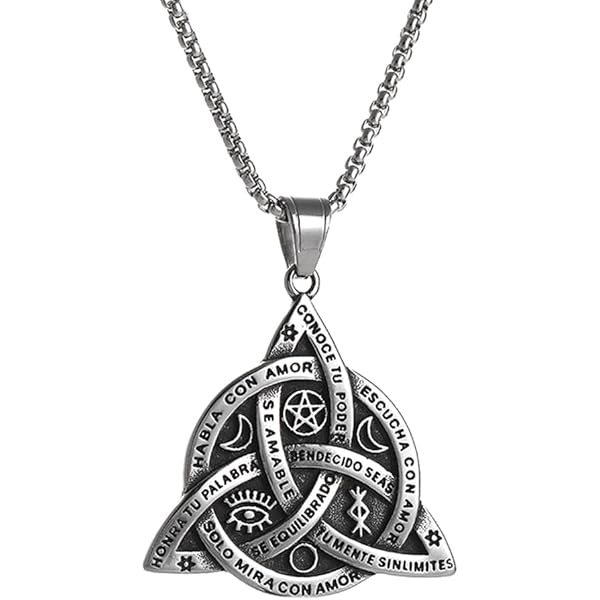 Amulette Protection Puissante EUEAVAN Collier Metatron Cube Witch Knot Pendentif Celtique Triquetra Noeud De Sorcière