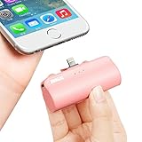 iWALK Portable Charger Power Bank with Lightning Cable Built in, 3300mAh Cell Phone Power Bank Lightning Input/Output, Portable Phone Charger for iPhone 7,7 Plus, 6s, 6 Plus, SE, Pink