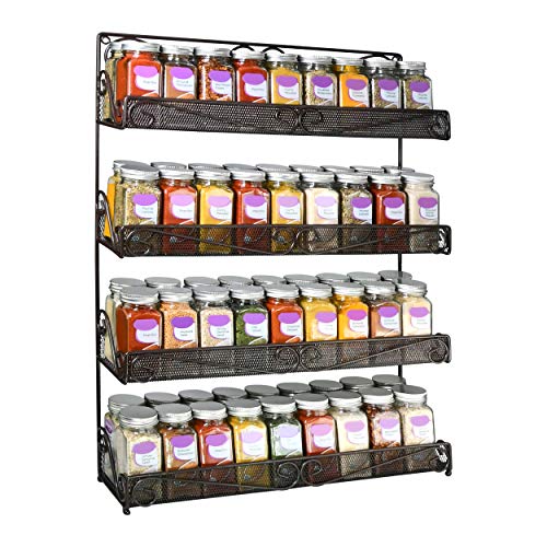 AMT Spice Rack, Wall Mount Organizer, Pantry Door Shelf Storage