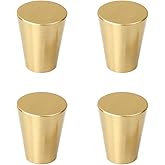 Tiazza 4Pcs Mid-Century Modern Style Premium Copper Solid Cabinet Knobs Handle Cone Shoe Book Drawer Knob Cylinder Handle (Gold)