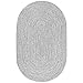 nuLOOM Oval 5' x 8' Solid Hand Braided Indoor/Outdoor Area Rug, Pet-Friendly, High Traffic, Weather Resistant, for Patio, Balcony, Bedroom, Living, Dining Room, Wynn Salt and Pepper