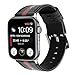 Vibrant Colors Kingsnake Print Leather Band Strap Luxury Replacement Wristband Bracelet Compatible with 44mm 42mm Apple Watch Series 4/3/2/1 (Black)