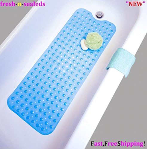 Bath Tub Extra Long Blue Bath Mat Non Anti Slip Safety Skid Shower Protection
