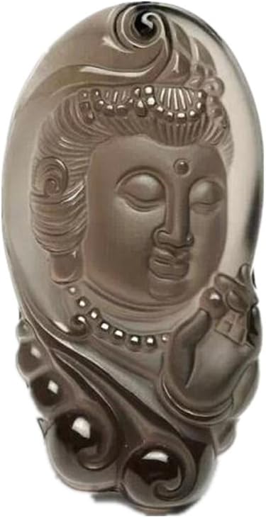 luckgan Chinese Zen Pendant Natural Obsidian Guan Yin Buddha Charm Pendants