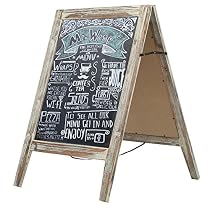 Country Rustic A-Frame Chalkboard Sign Stand, Double-Sided Sidewalk Sandwich Menu Board