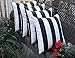 Set of 4 Indoor/Outdoor Square Decorative Throw/Toss Pillows Black and White Stripe Fabric Choose Size (17