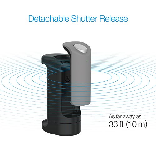 ShutterGrip Ergonomic Secured Handgrip Shutter Remote Bluetooth Stable Shots Selfies for Smartphones iPhones Android - Black - Thumbnail 2