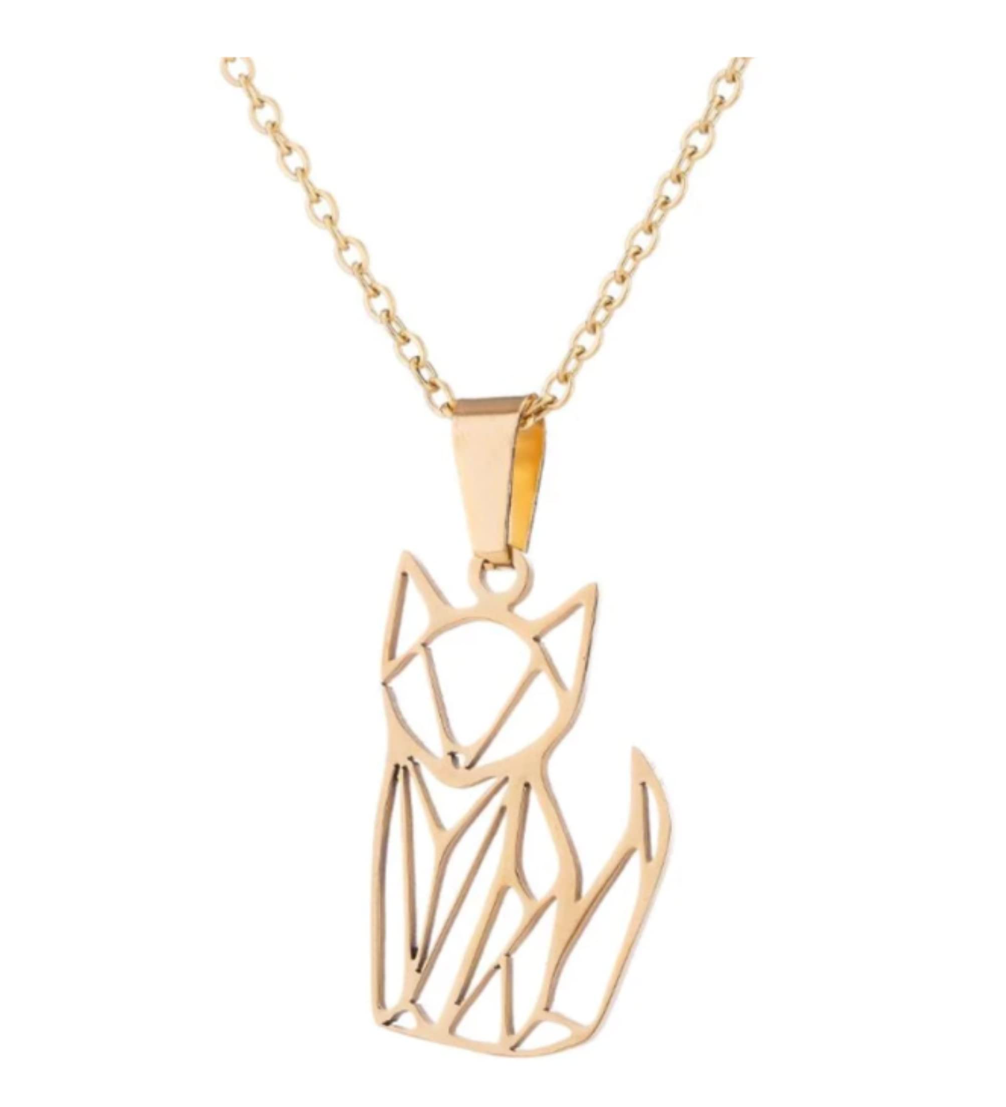 CrownOfRibbons Fox Necklace, Origami Jewellery for Women, in a Gift Bag
