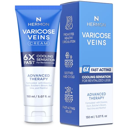 Hermon Varicose Veins Cream, Varicose Veins for Legs, Spider Vein for Legs, Natural Soothing Leg Varicose & Spider Veins Cream - 5.07 Fl Oz