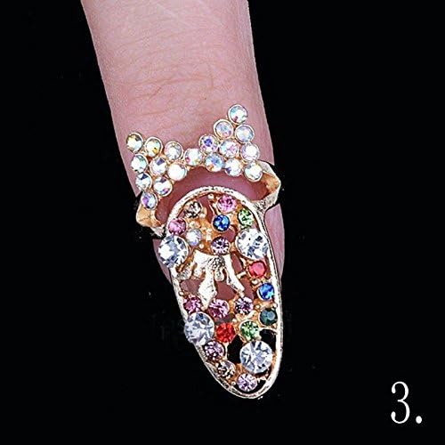 Sumanee Unique Women Punk Crystal 3D Nail Art Midi Above Knuckle Band Finger Tip Ring #3