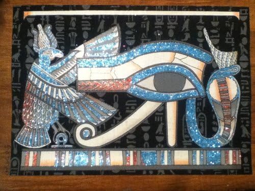 Hand painted in Egypt Natural Papyrus painting, Eye of Horrus that glow in the dark. Size 12"x17"