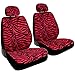 New Premium Grade 15 Pieces RED Zebra Print Low Back Front Car Seat Cover Rear Bench Cover and 4 Pieces Floor Mats Set