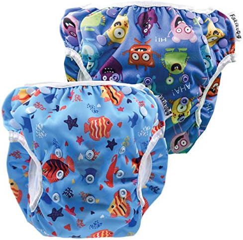 Fakiku Costume De Confinement Lot De 2 Couches Pour Bebe 036 Reglables Lavables Et Reutilisables Pour Piscine Et Mer Bleu Blu Mare Taille Unique