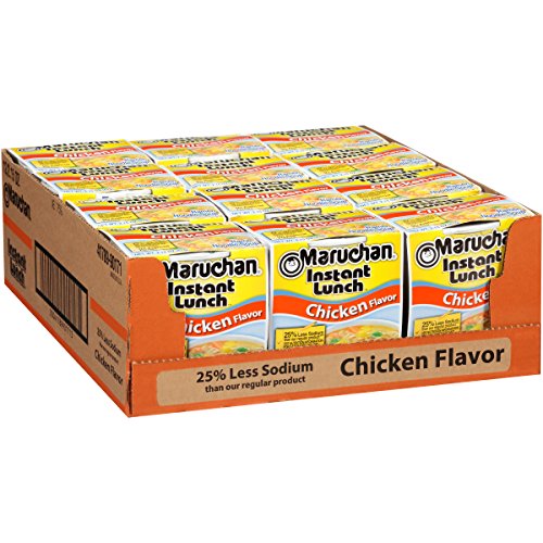 Maruchan Instant Lunch Less Sodium Chicken, 2.15 Oz, Pack of 12