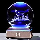 Winmist Glimpse Wolf Lamp Crystal Ball Night Light Led Colorful Touch Base Wolf Statue 80mmWolf Stuff Animals Glass Figurines Wolf Gifts Men Woman Birthday Christmas Decor Graduation