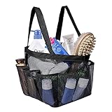 Mesh Shower Caddy, Portable Quick Dry Hanging Washing Toiletry and Bath Organizer ,Shower Tote Bag with 2 Handles and 8 Basket Pockets--Perfect For Dorm, Gym, Camp & Travel Tote Bag, Black