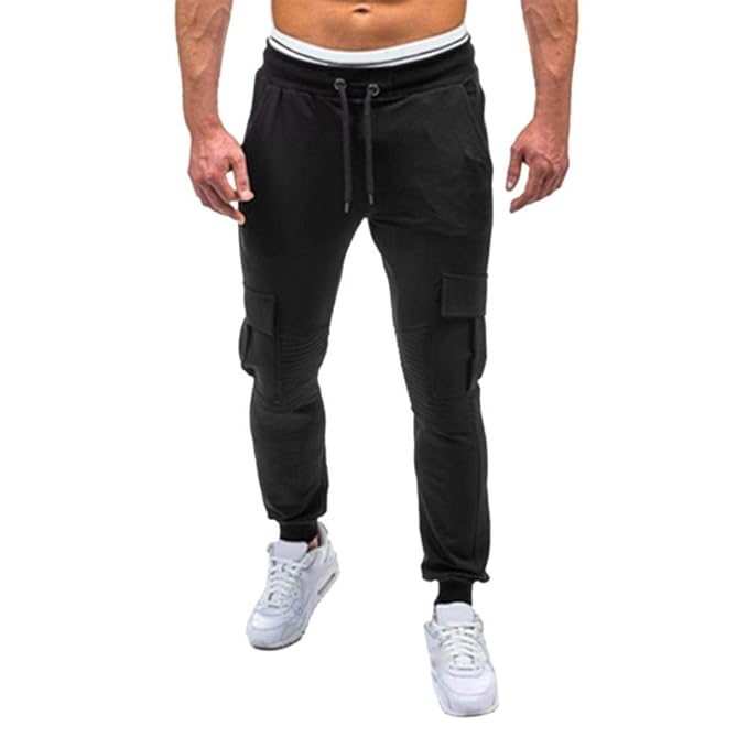 Buy Ximandi Men's Trousers Side Adjusters Trousers Harem Sweatpants Trousers with Pockets (Large 