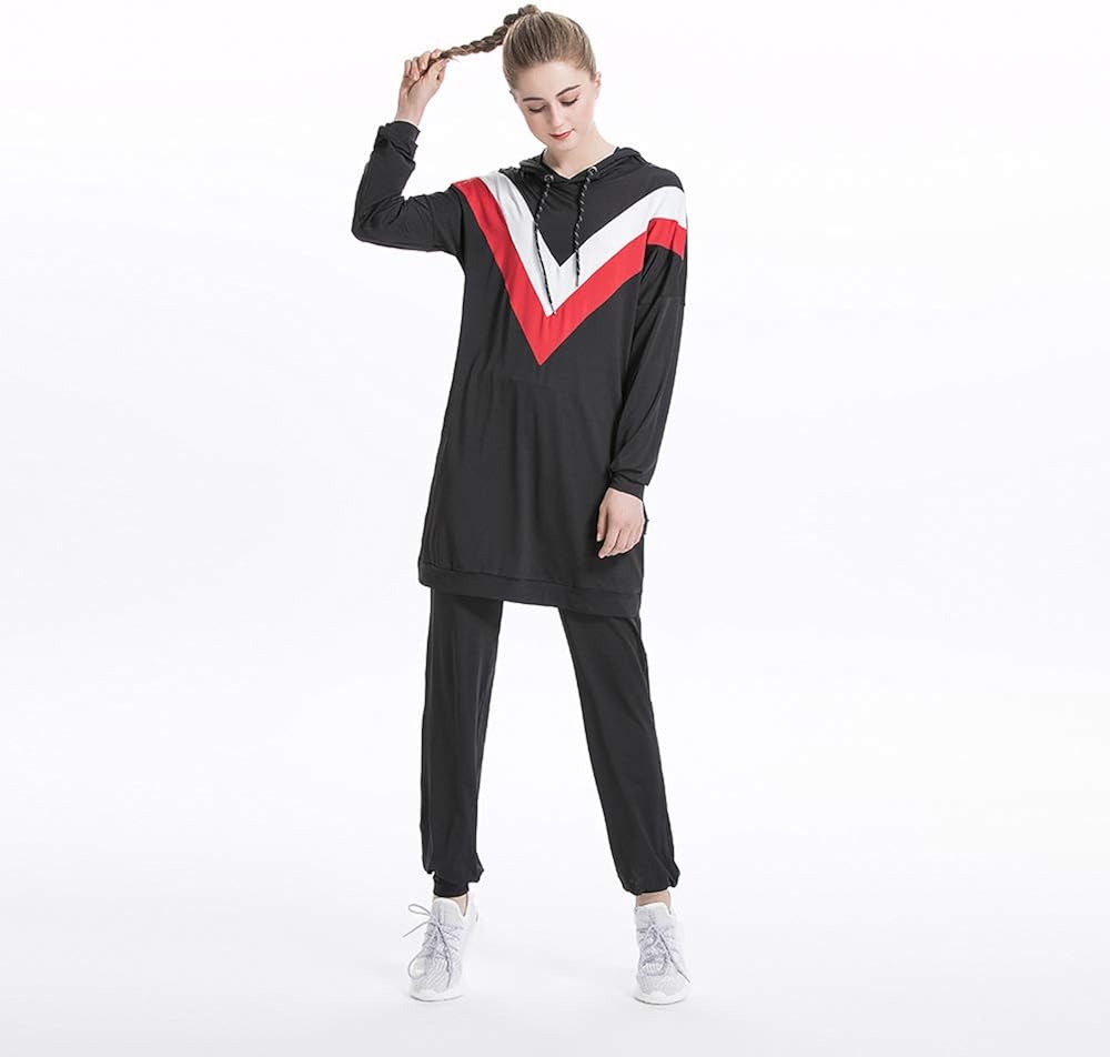 DreamsyUS Muslims Tracksuits Women Islamic Tracksuit Hoodies Casual Outdoor Color Sports Suit: Clothing