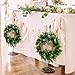 Coxeer Artificial Green Leaf Wreath, 10.25 Inches (About 26.0 Cm) Boxwood Wreath, Farmhouse Wall Window Decoration Front Door Wreath, Wedding Party Decoration